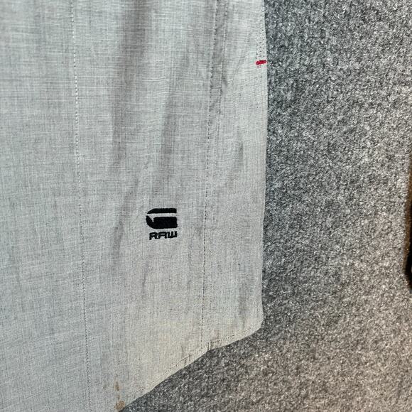 G Star Shirt Mens Medium Gray Chambray Pearl Snap Long Sleeve Raw Casual Flaw - Picture 5 of 12